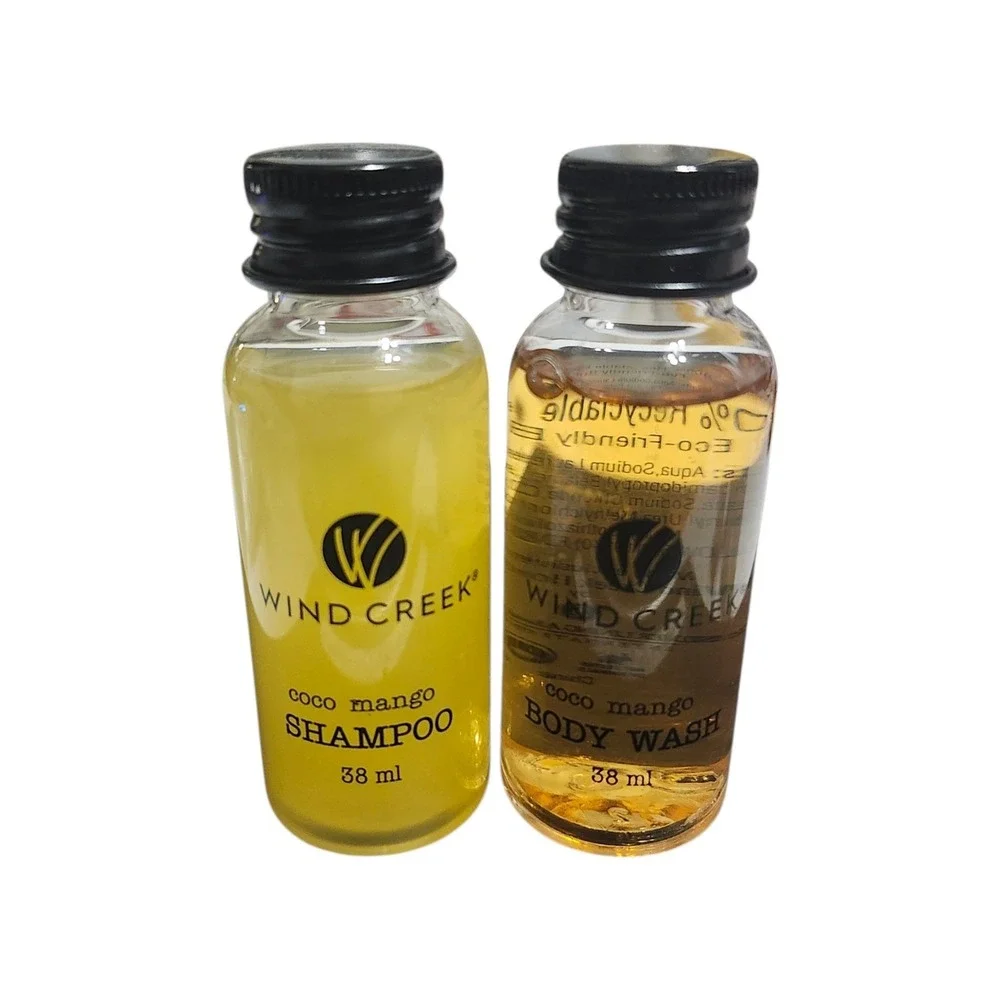 Wind Creek Coco Mango Shampoo & Body Wash Set 38ml Travel Size‎ Hotel Amenities