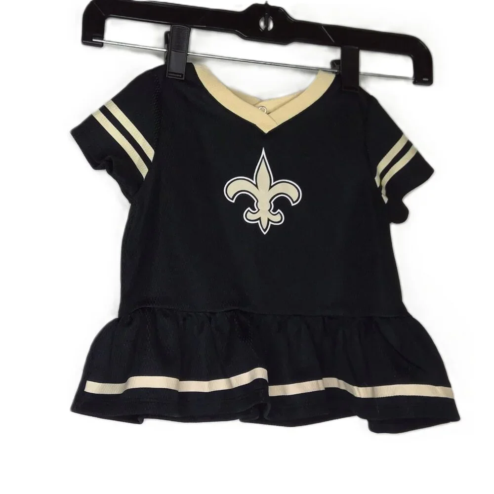 New Orleans Saints Top Fleur-de-lis Peplum Football Baby Short Sleeve 6-12 Mo