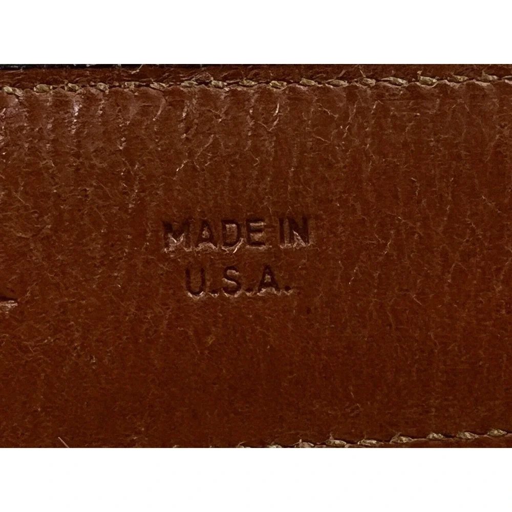 Trafalgar‎ Leather Belt Mens 42 Brown Check Pattern Brass Buckle Classic