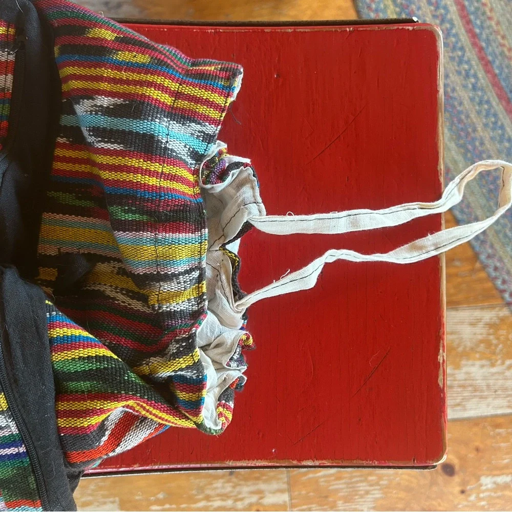 Guatemalan Boho Rainbow Woven Cotton Backpack