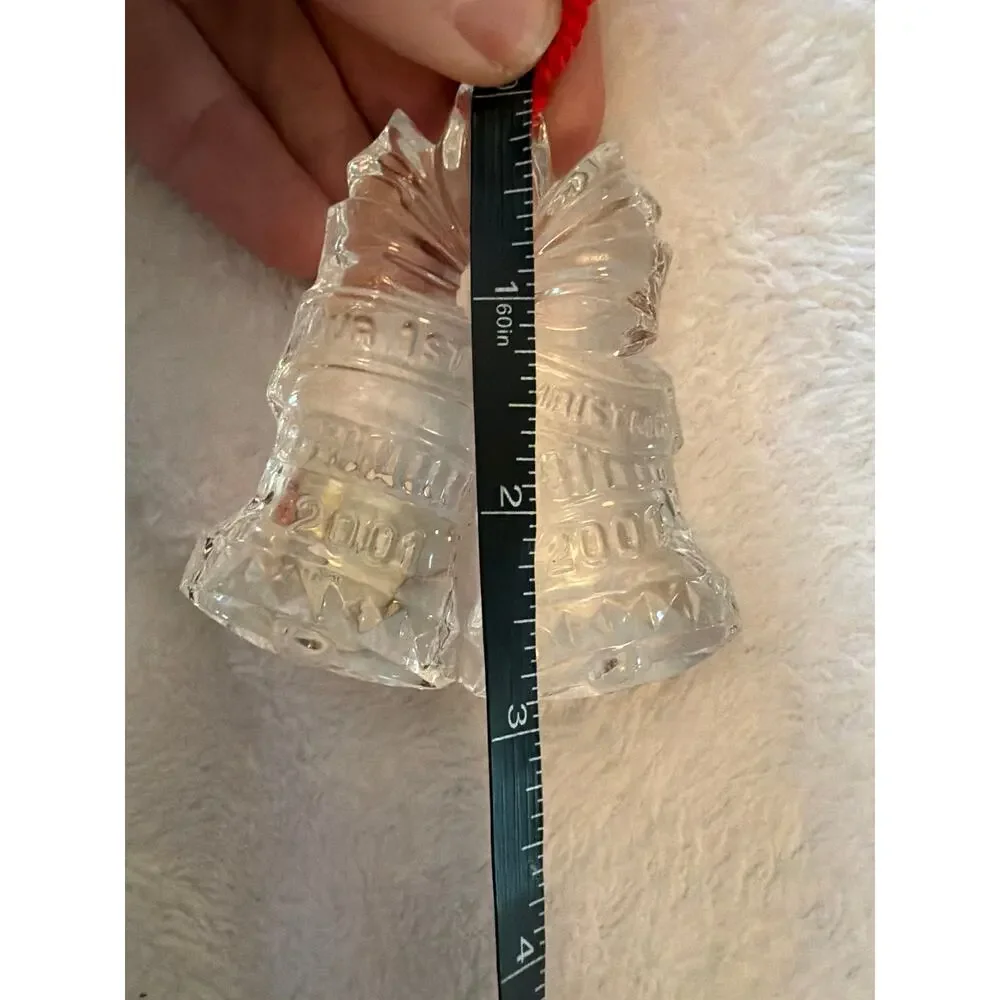 Waterford Crystal Our First Christmas Ornament 2001 Bells w/ Box Ireland MIB