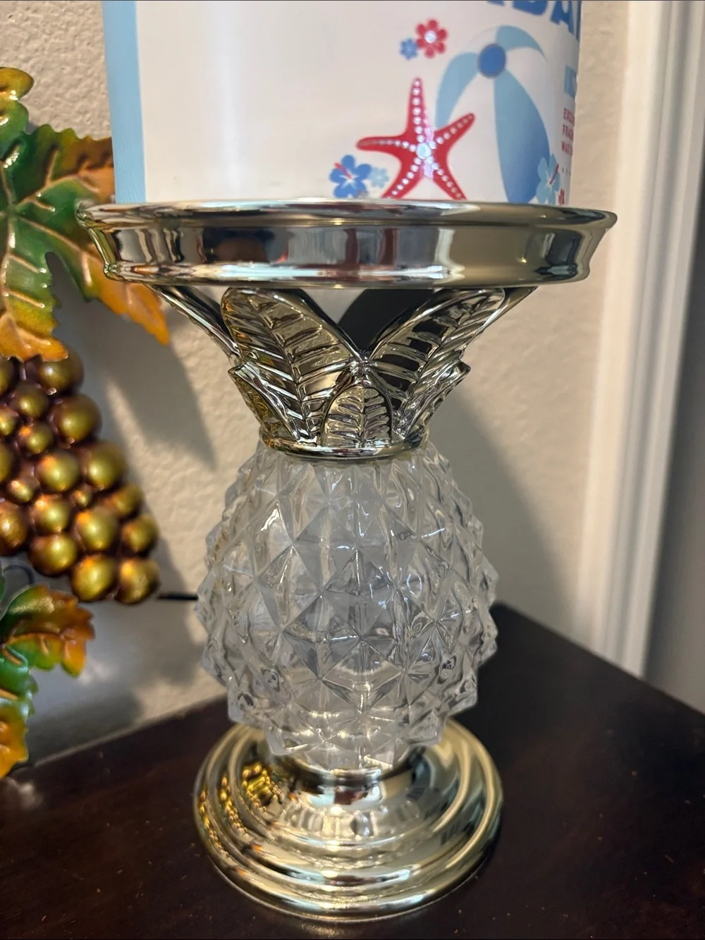Rare! Bath & Body Works Glass Pineapple Candle Holder -  Decorative Home Accent