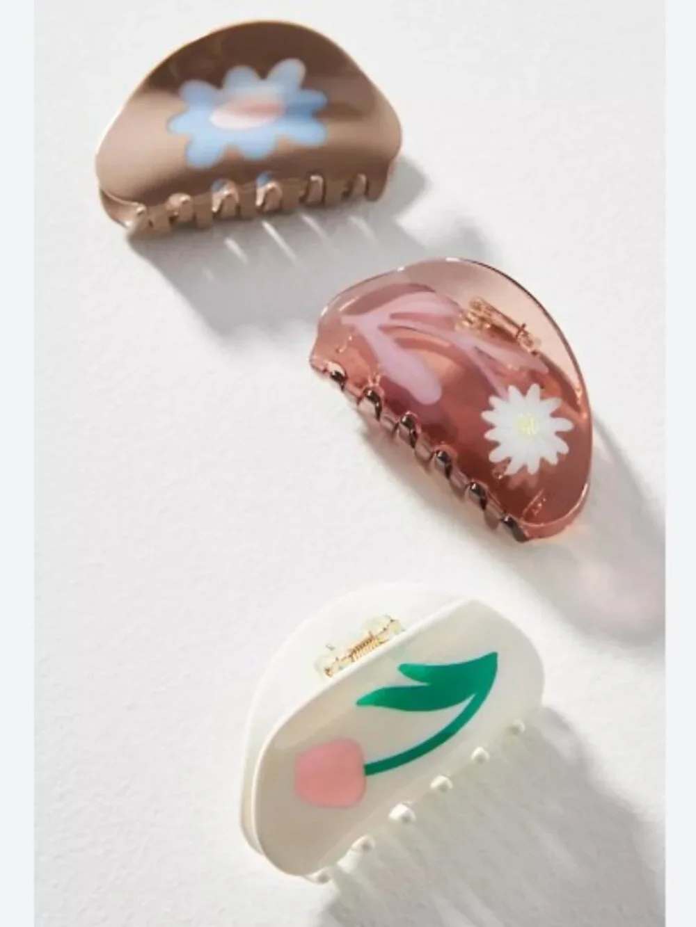 By Anthropologie Floral Inlay Hair Clips, Set of 2 - NWT