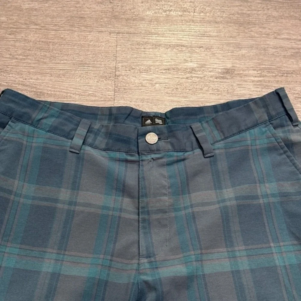 Adidas Shorts Mens 32 Blue Plaid Golf 8.5