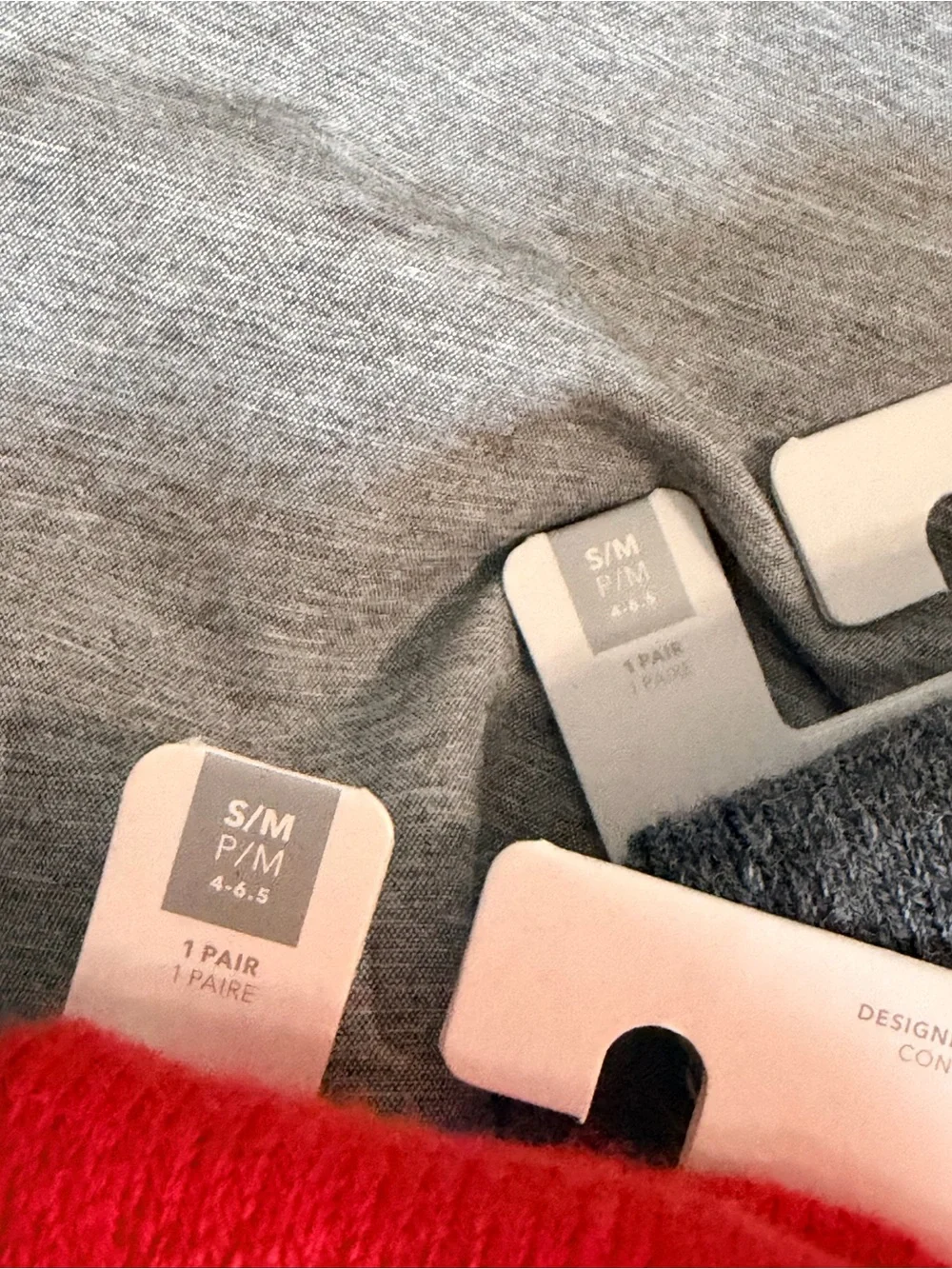 Athleta Cloud Scrunch Socks — Gray & Red Pair