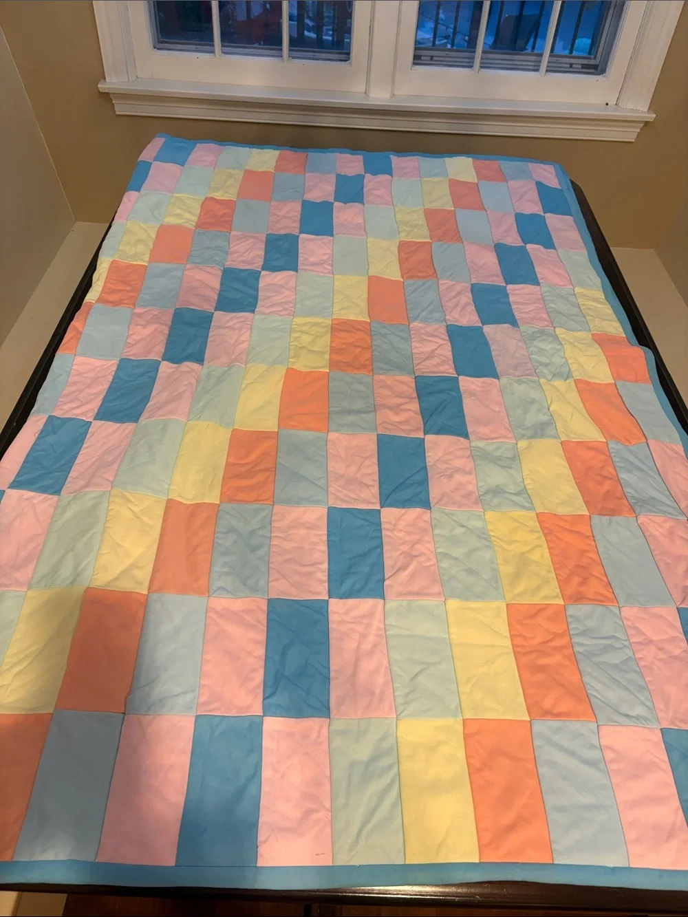 Vintage Handmade Pastel Patchwork Quilt