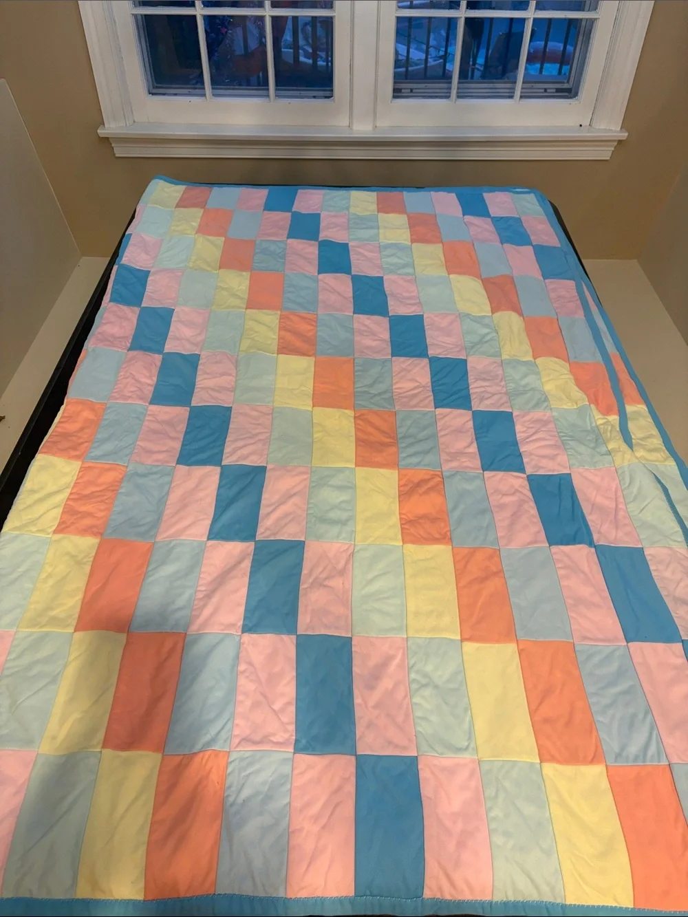 Vintage Handmade Pastel Patchwork Quilt