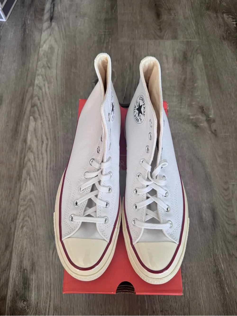 Men 8.5 Women 10.5 - Converse Chuck 70 Canvas High Top White Garnet Egret Ivory
