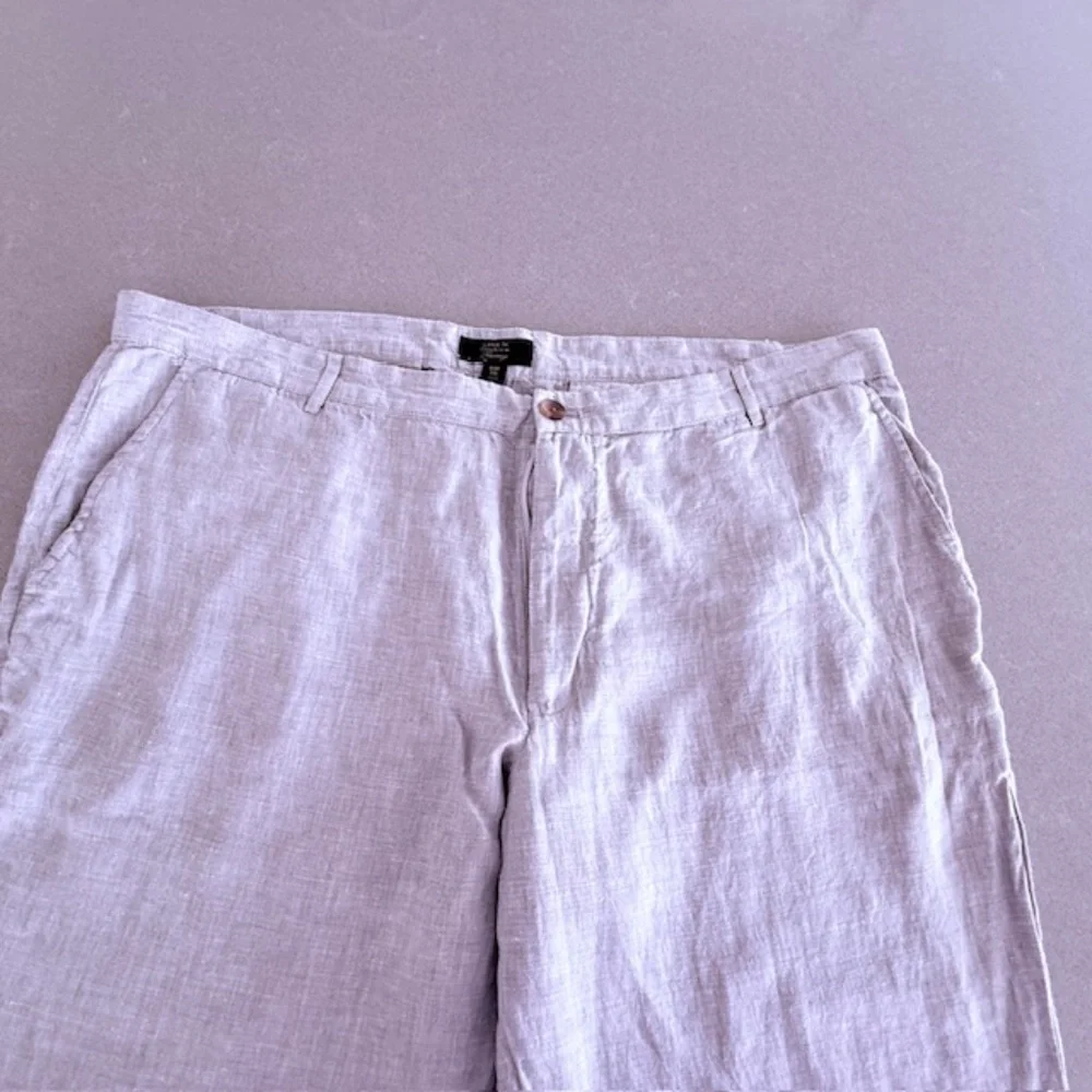 Club Room Pants Men 40x30 Gray Regular Fit Chino Flat Front Linen Luxury Worn 1x