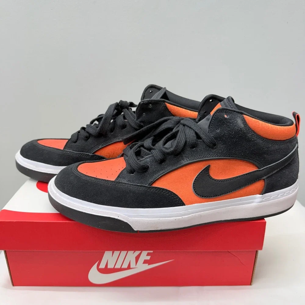 Nike SB Leo Baker Mens 14 Black Orange Skate Shoes DX4361-002 Mid Top Sneakers