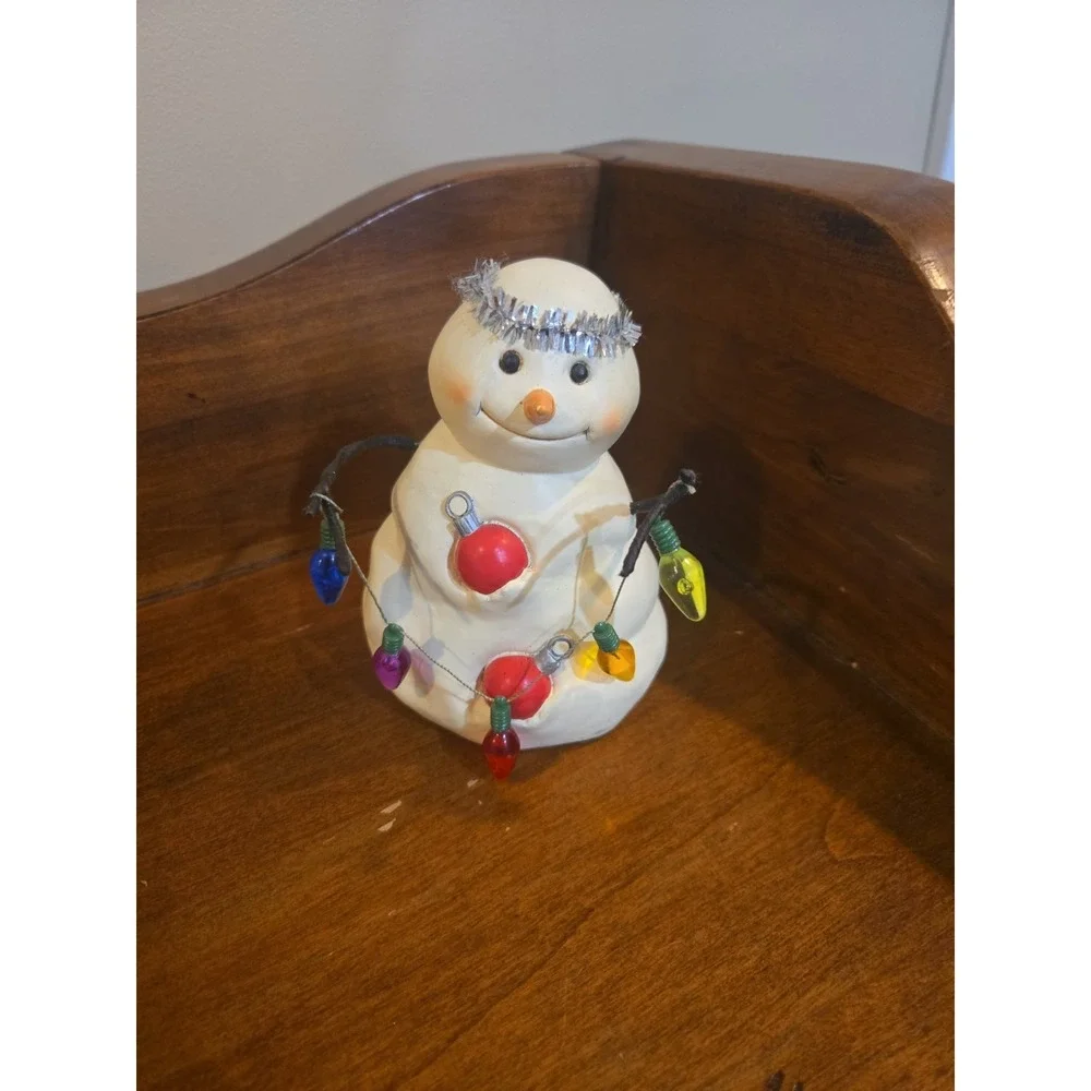 Hallmark Mitford Snowman Figurine JC Christmas Lights Star Jan Karon Resin 2000