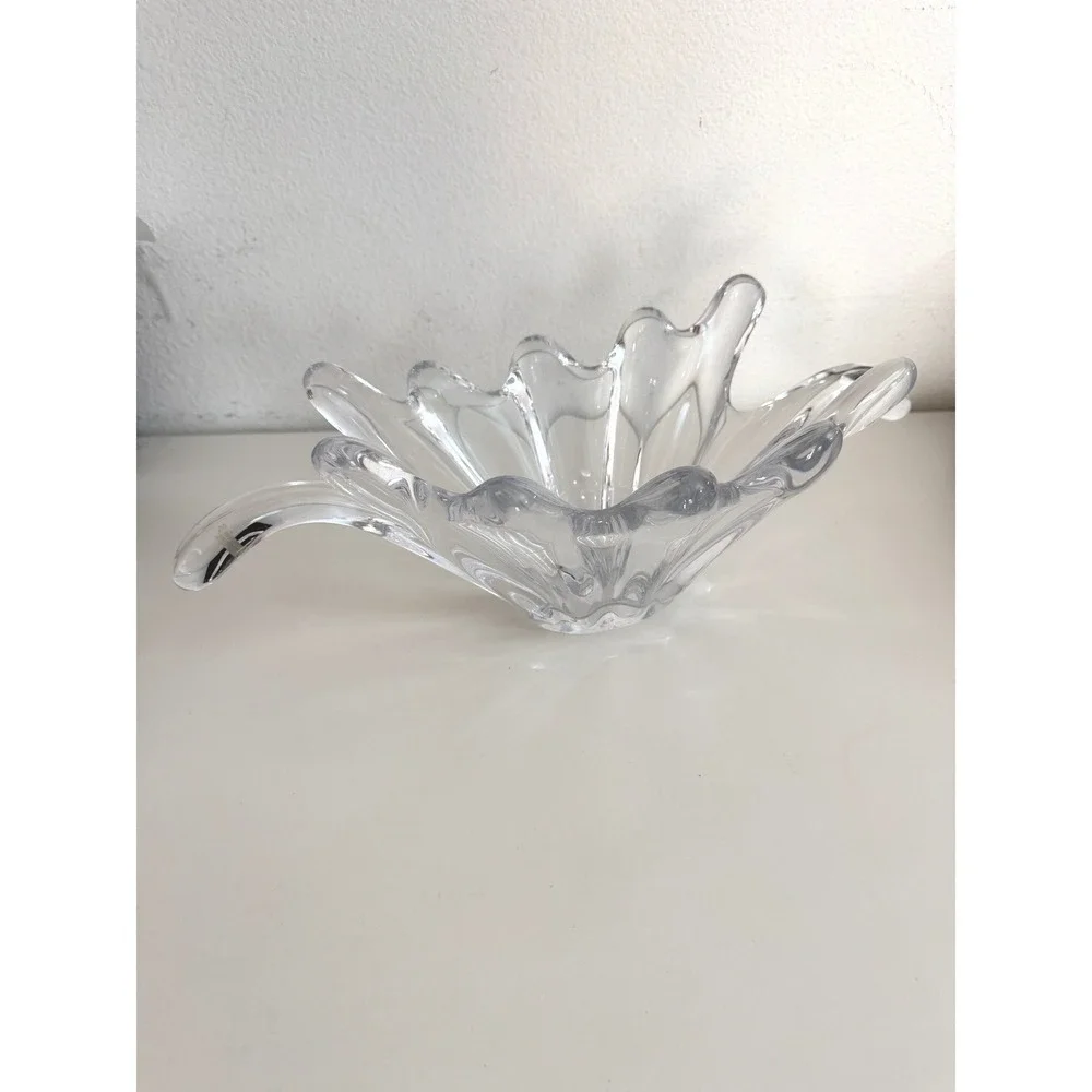 Vintage Heavy Lead Crystal Splash Bowl Large Clear Glass Centerpiece 16.5 Inch