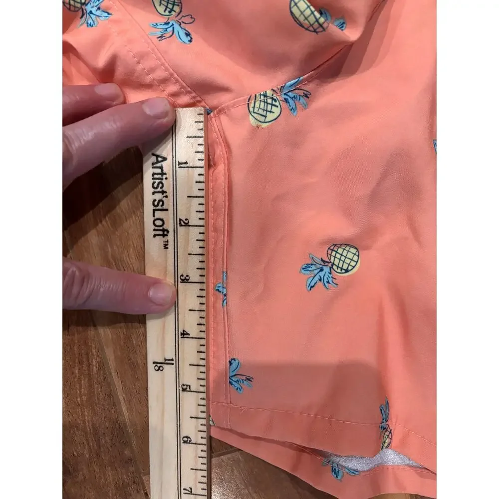 Hollister men’s small mesh lined swim trunks orange with yellow pineapples