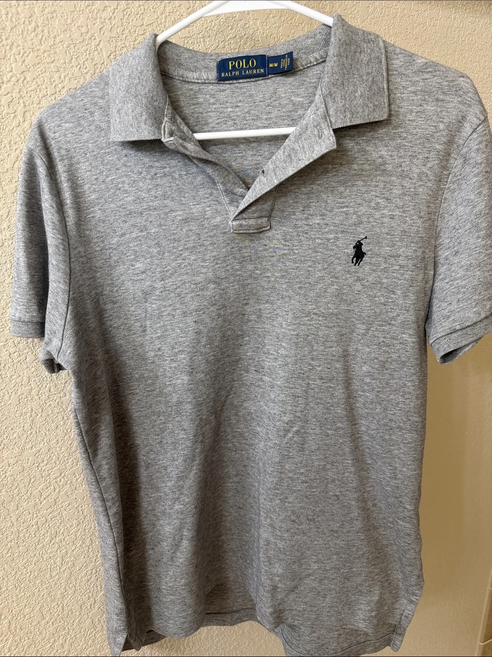 Polo by Ralph Lauren Men's Light Gray Polo with Navy Logo