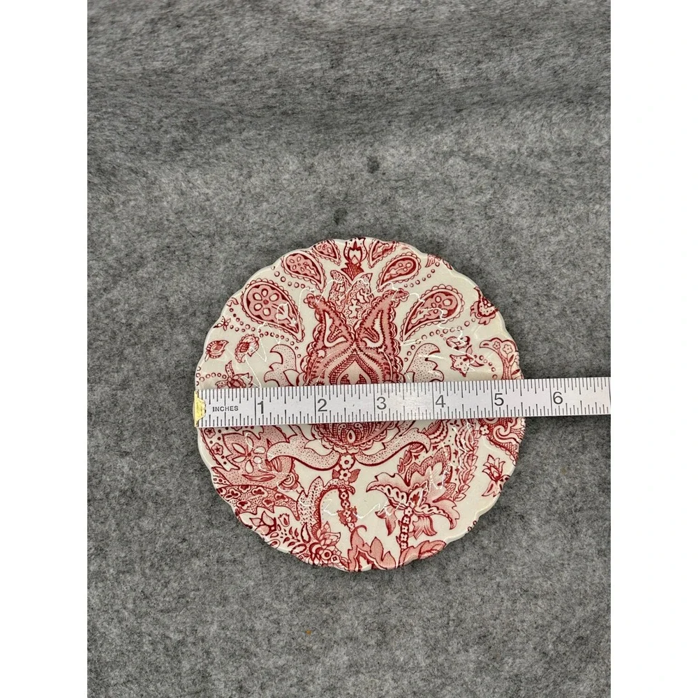 Johnson Bros Paisley Red Transferware Ironstone Tea Cups and Saucers Set of 5