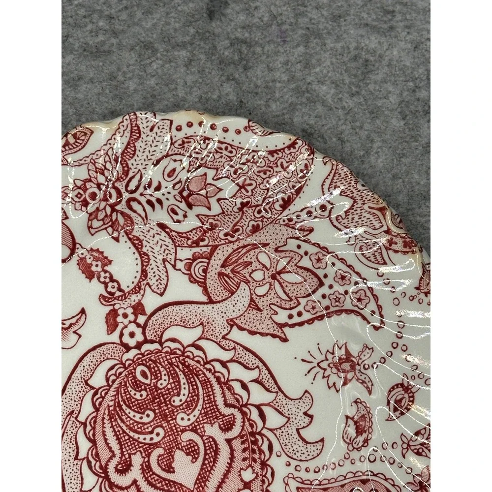 Johnson Bros Paisley Red Transferware Ironstone Tea Cups and Saucers Set of 5