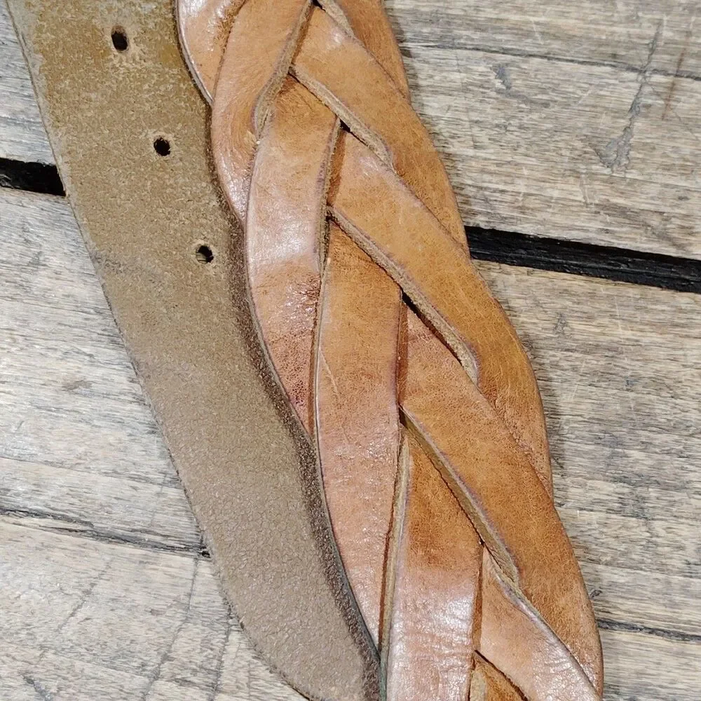 American Eagle Outfitters Genuine Leather Brown Belt Size Small Braided Western