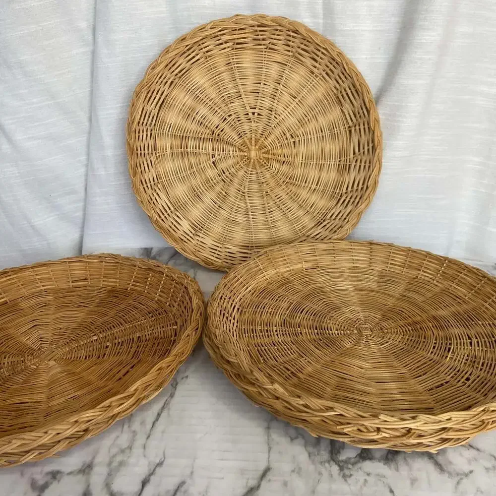 Boho Wicker Picnic Plate Holders 7pc