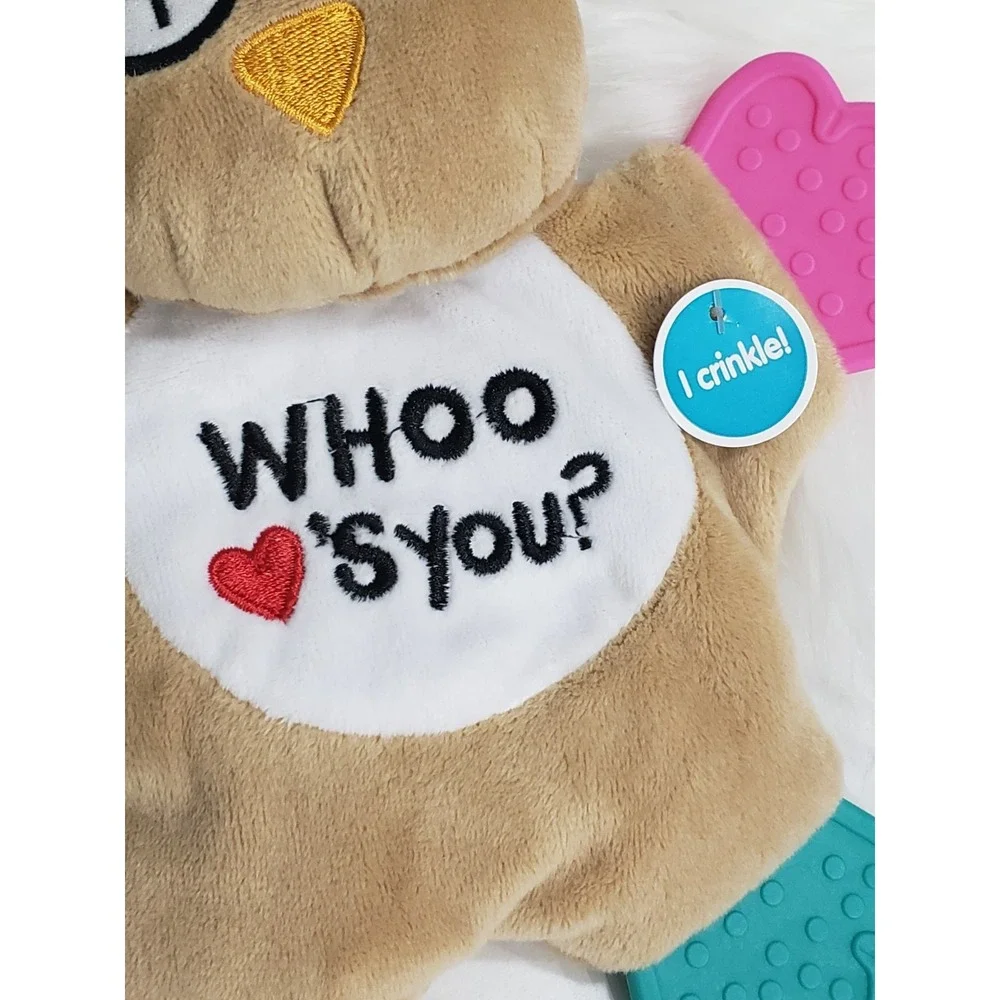 NEW Cribmates OWL Bird Doll Teether Toy Sensory Sound Baby Lovey Shower‎ Gift