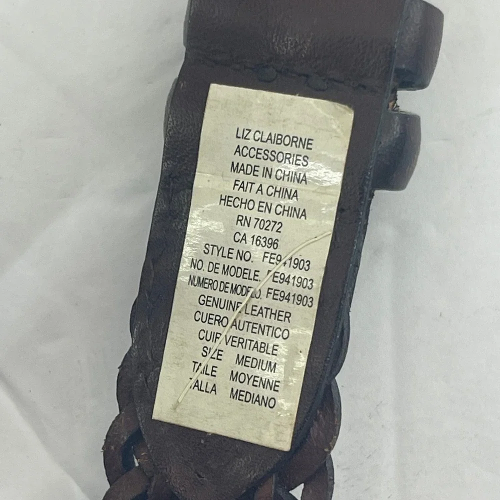 Liz Claiborne Braided Belt Womens 36 Dark Brown‎ Vintage 1999 Woven Leather