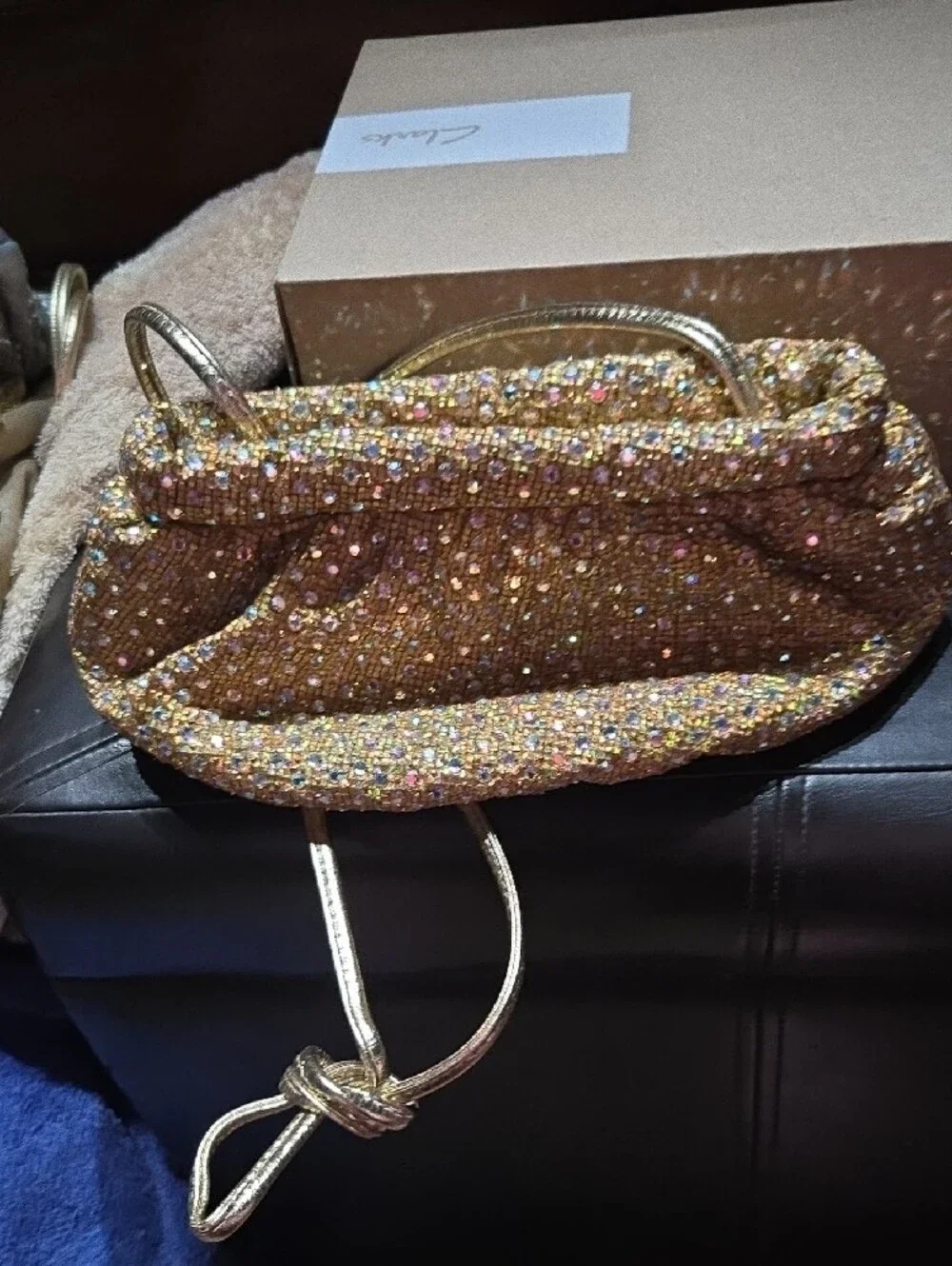 Rita Diana for Mylinka ~ Gold Crystal-Embellished Evening Clutch Shoulder Strap