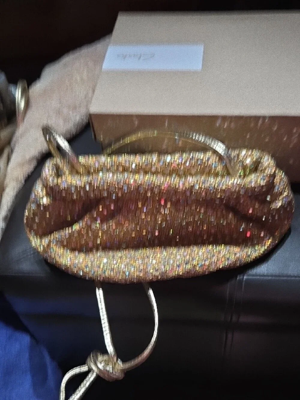 Rita Diana for Mylinka ~ Gold Crystal-Embellished Evening Clutch Shoulder Strap