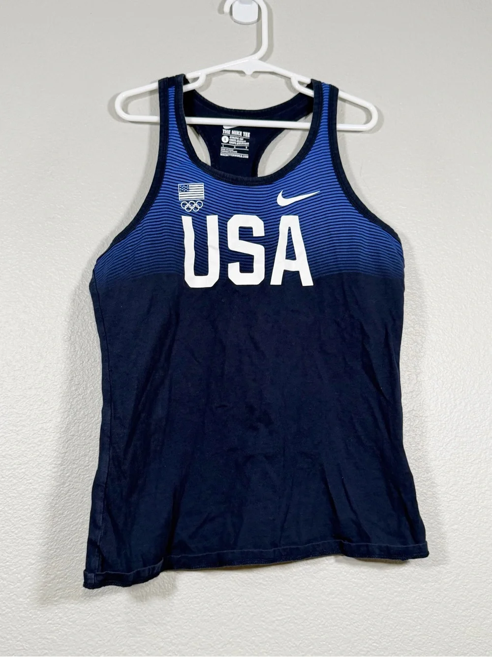 Nike Shirt Navy Blue USA Olympic Team Racerback Tank Top Sport Girl Youth Large