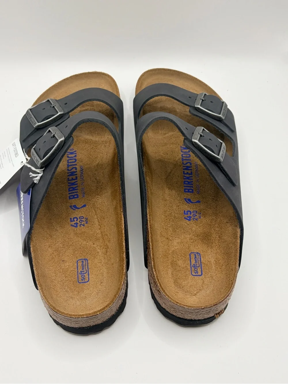 Birkenstock Arizona Black Two-Strap soft bed  Sandals in Black