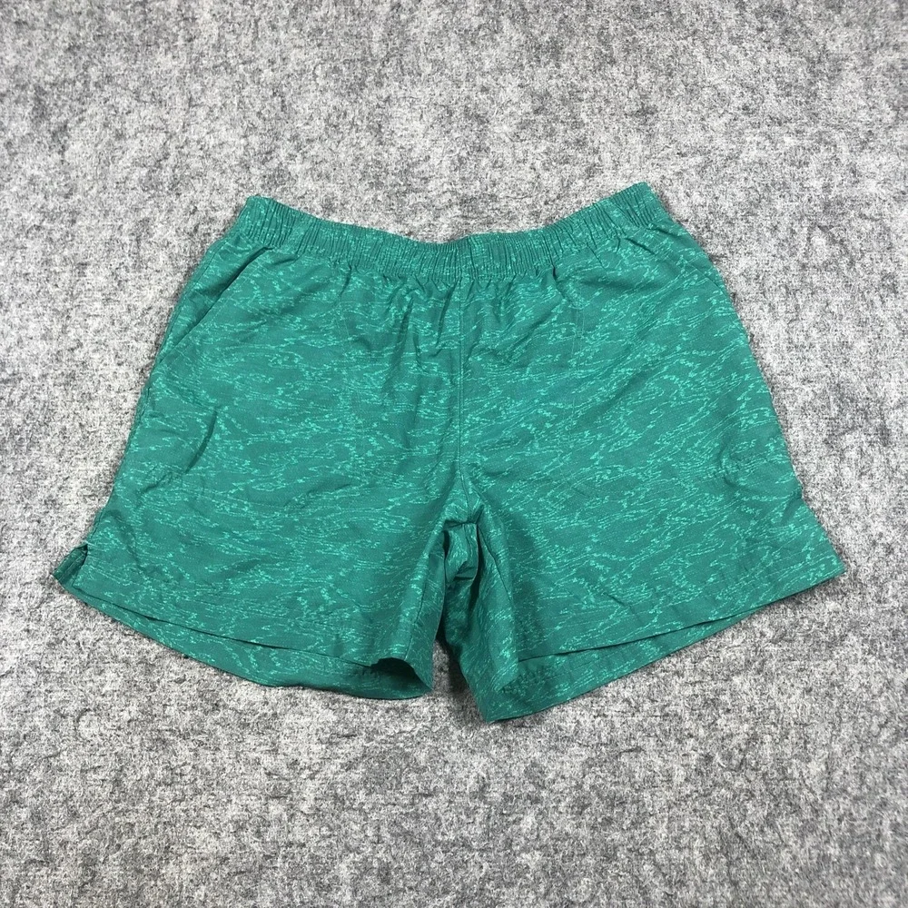 Columbia Swim Shorts Mens Small Green Geometric Print Drawstring Lined Trunks