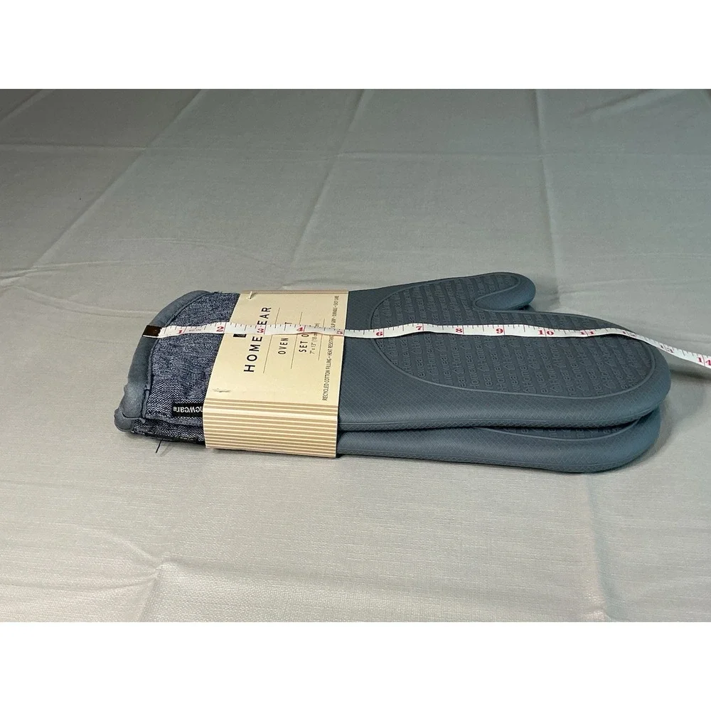 Homewear Oven Mitt Set of 2 Gray Silicone Heat Resistant Non-Slip Kitchen NWT