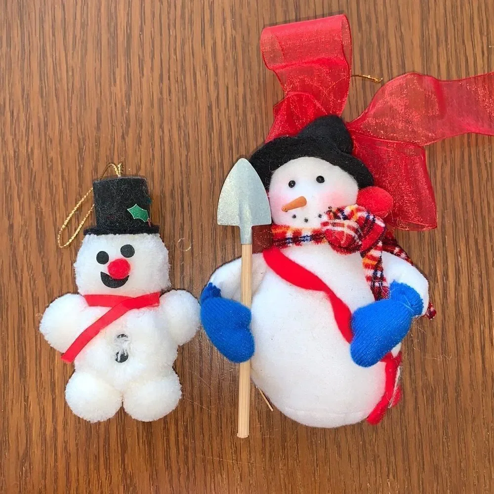 2 cloth snowman Christmas tree ornaments‎
