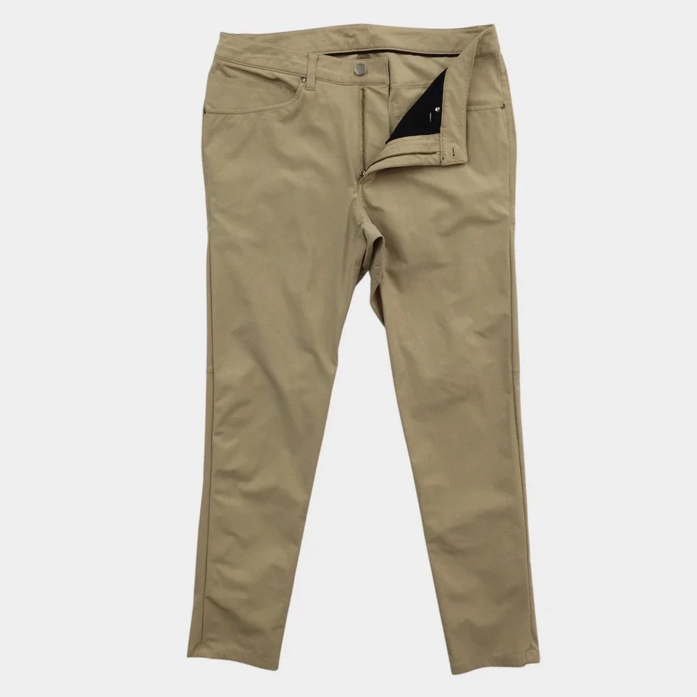 Lululemon ABC Pant Slim Fit Warpstreme Khaki Tan Mens Size 32 Casual Trousers