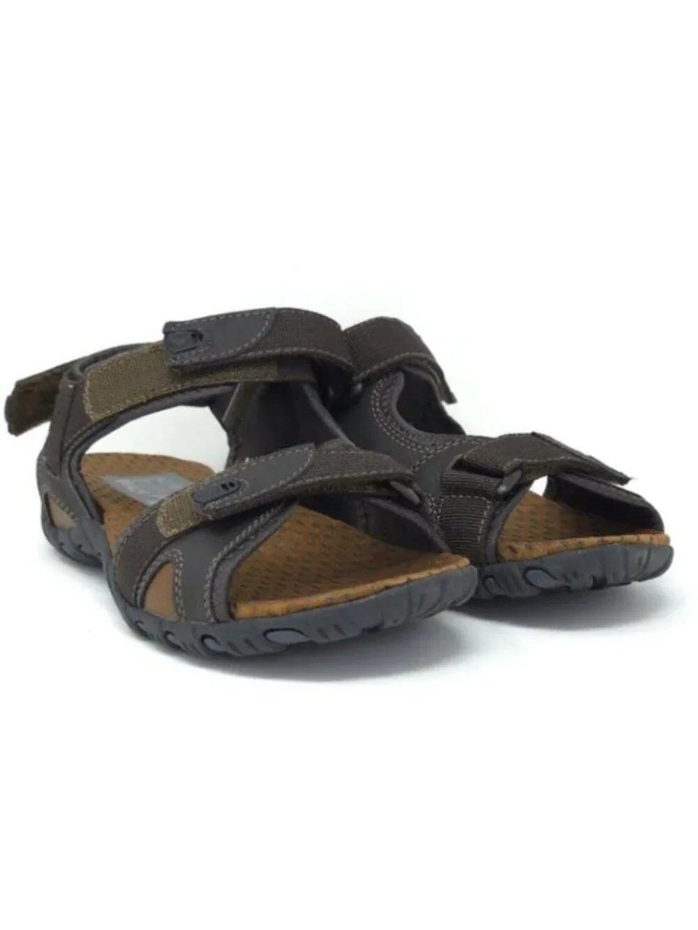 New Nunn Bush Rio Bravo Brown Leather Three-Strap Sandals Men’s 7M
