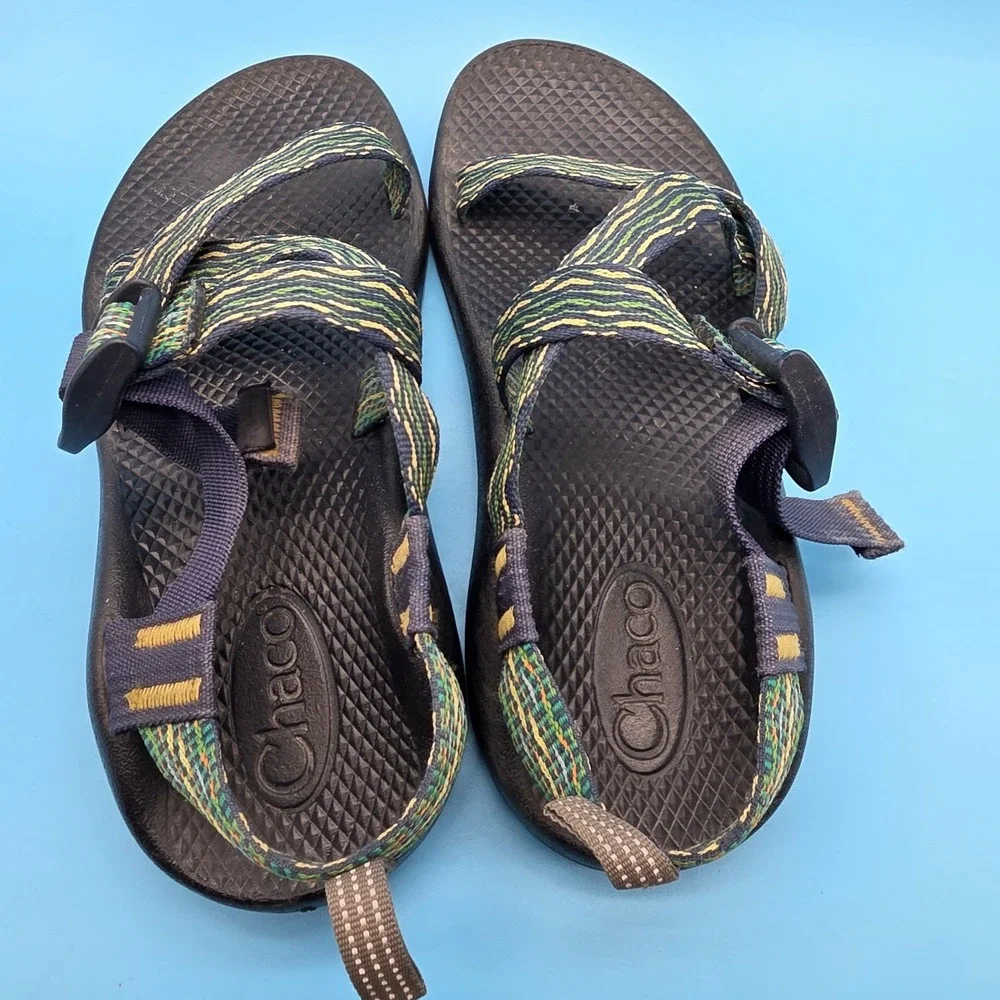 CHACO Z/1 Ecotread Girl's Size 5 Waterproof Sports Sandals Blue Green Yellow