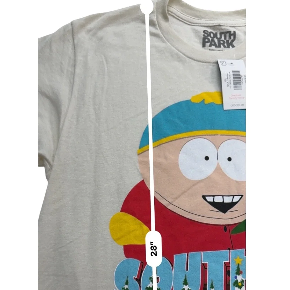 South Park Cartman Holiday Frog Toy Graphic T-Shirt Men Small Cream White