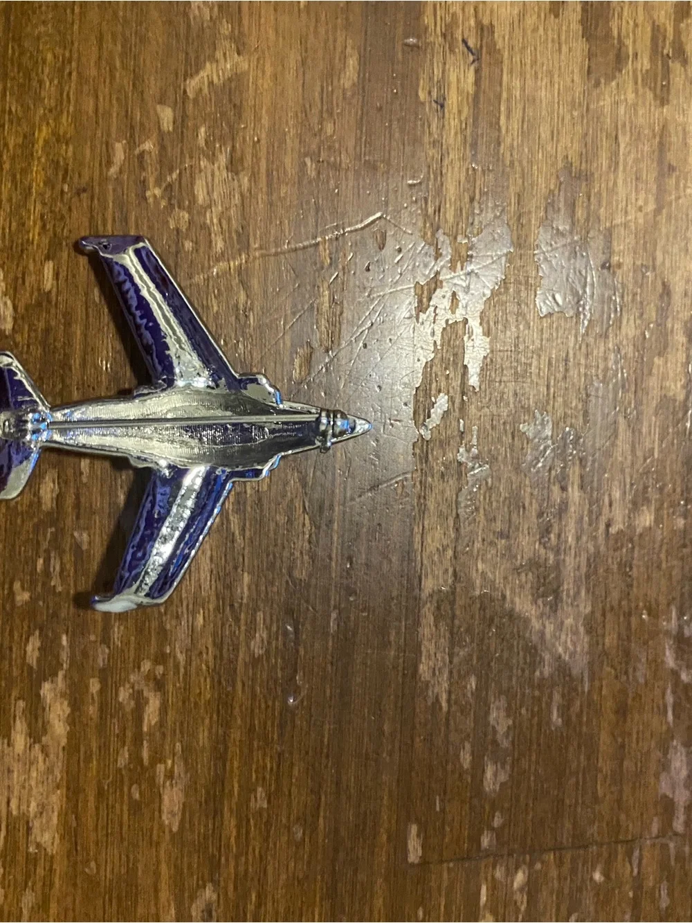 Silver Rhinestone Airplane Pin Brooch