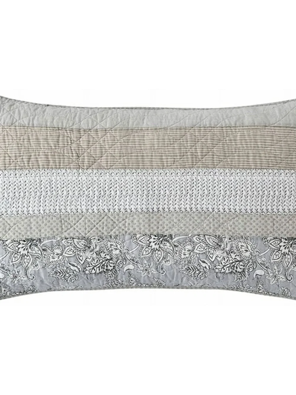 Gray Quilted Stripe oversized king Bedspread Set 100% cotton