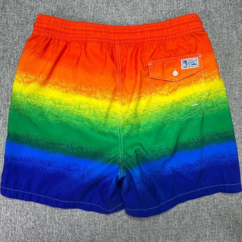 Polo Ralph Lauren Mens Swim Trunks Large Rainbow Gradient NWOT Swimwear