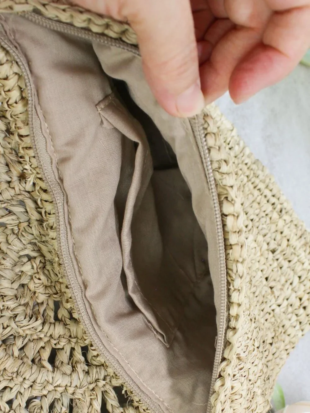Handmade Boho Raffia Fringe Foldover Arc Clutch Bag with Seashells
