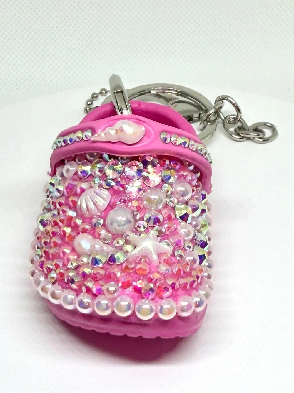 Pink Jeweled Mini Clog Keychain