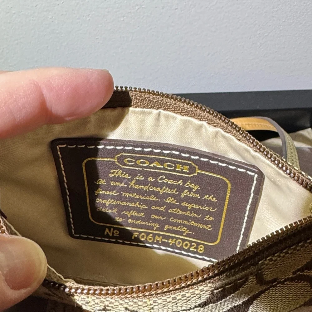 Coach Vintage Legacy Gold and Tan Wristlet with Lurex