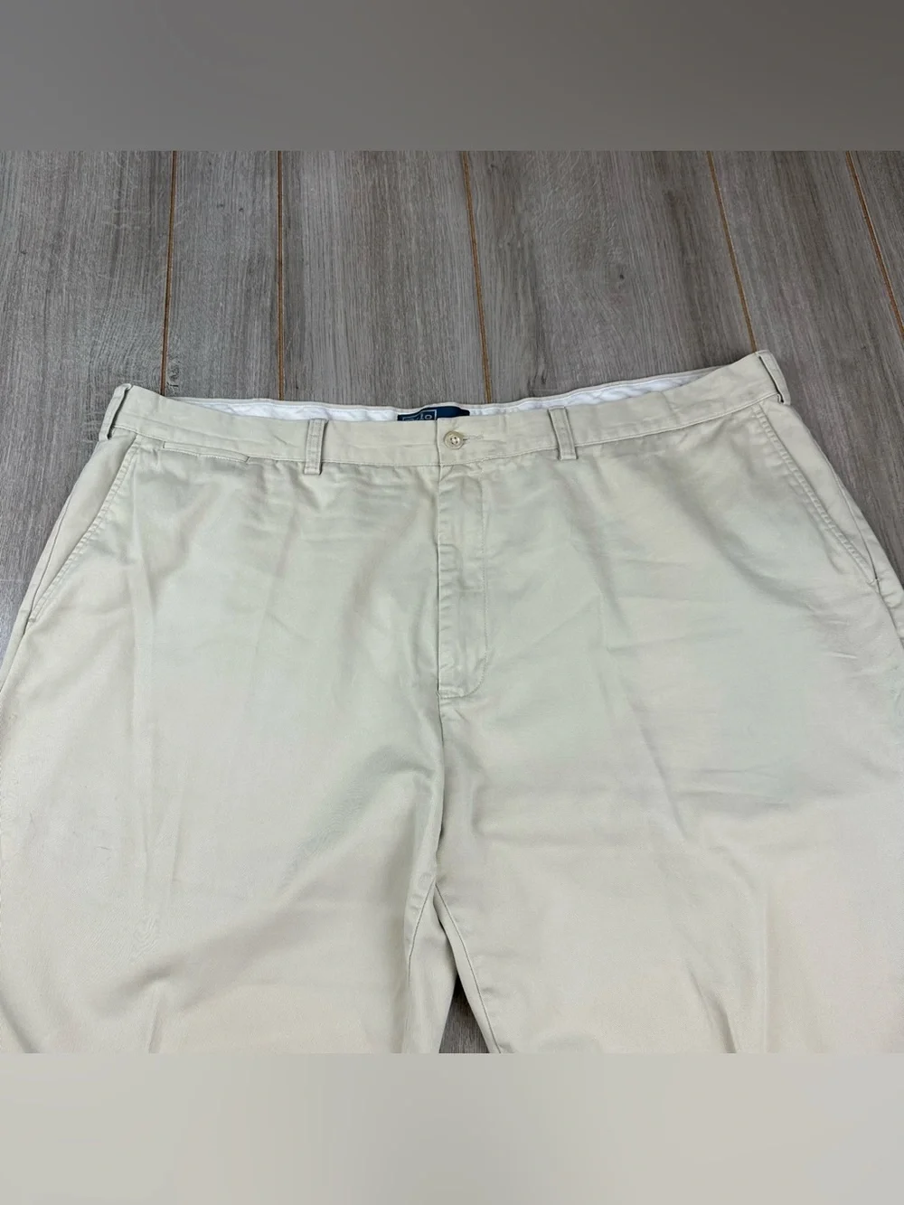 Polo Ralph Lauren Flat Front Chino pants 44x30 (tag 46Bx32) Spring Beige *stains