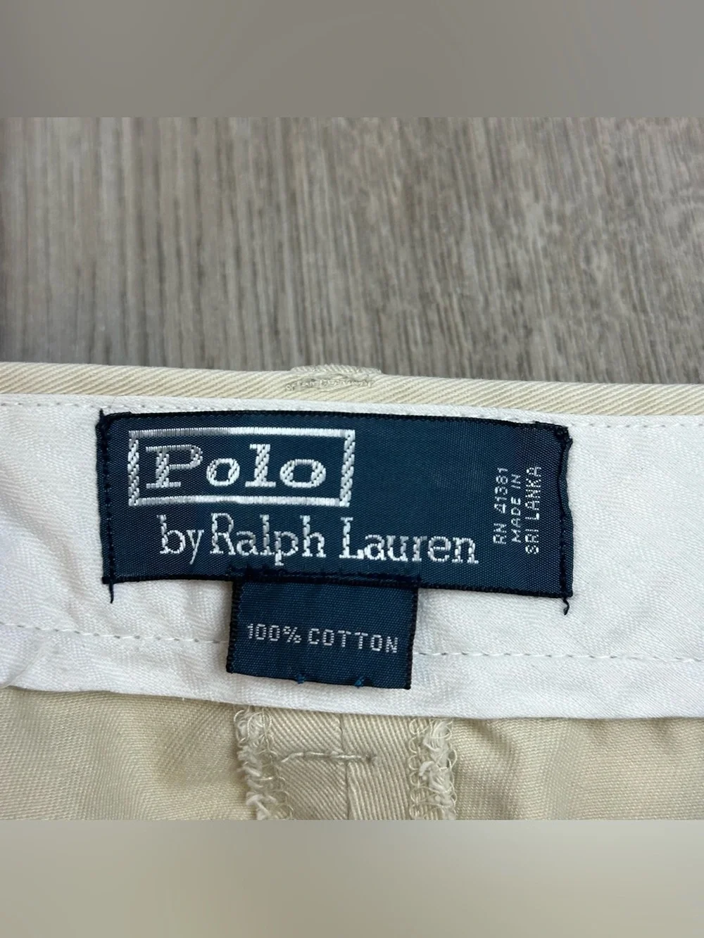 Polo Ralph Lauren Flat Front Chino pants 44x30 (tag 46Bx32) Spring Beige *stains