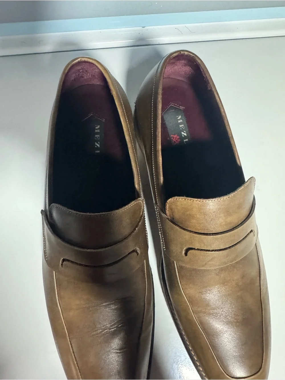 Mezlan Men's Brown Leather Penny Loafers