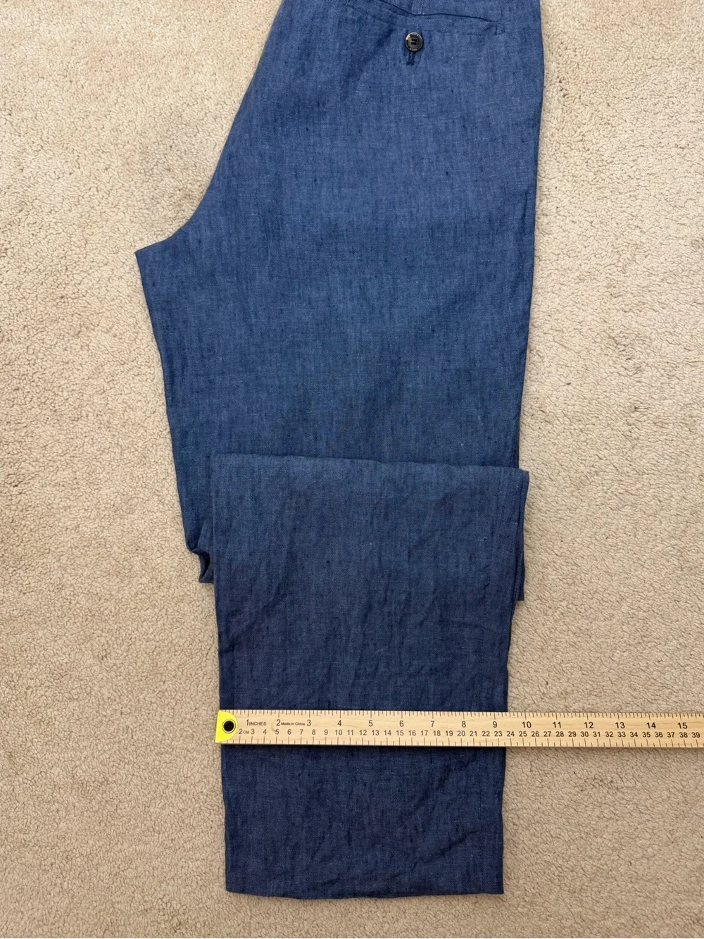 Light Blue Wide Leg Linen Blend Pants