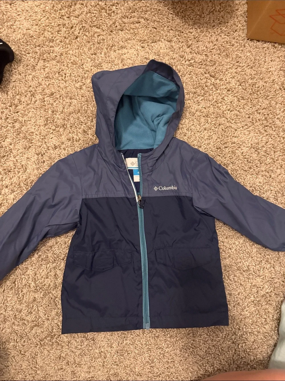 Columbia Kids Navy and Light Blue Hooded Raincoat