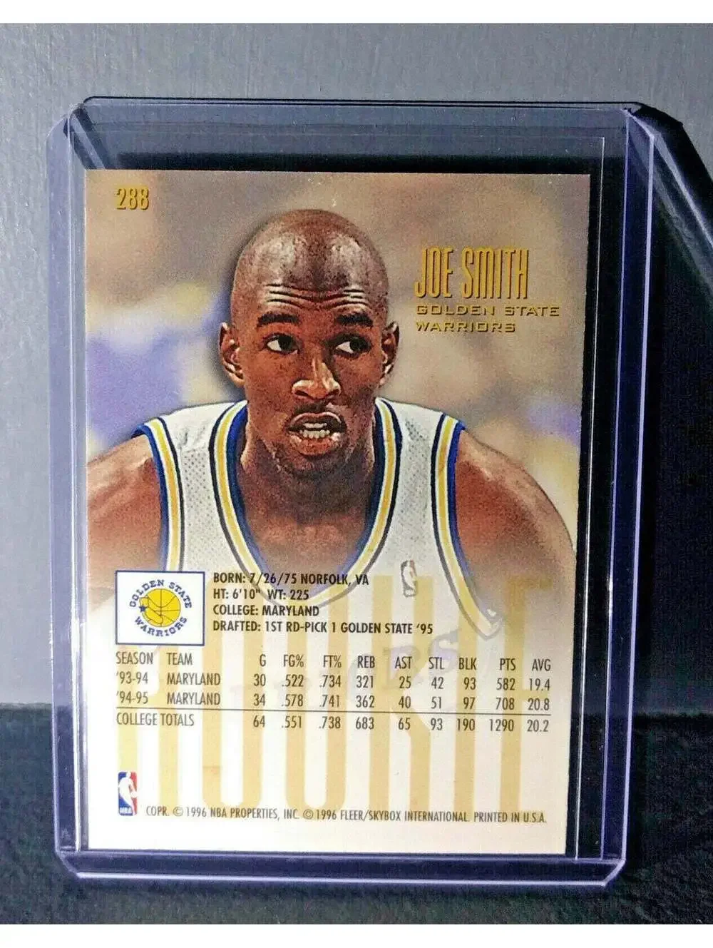 1995-96 Joe Smith #288 Fleer Ultra Rookie Basketball Card