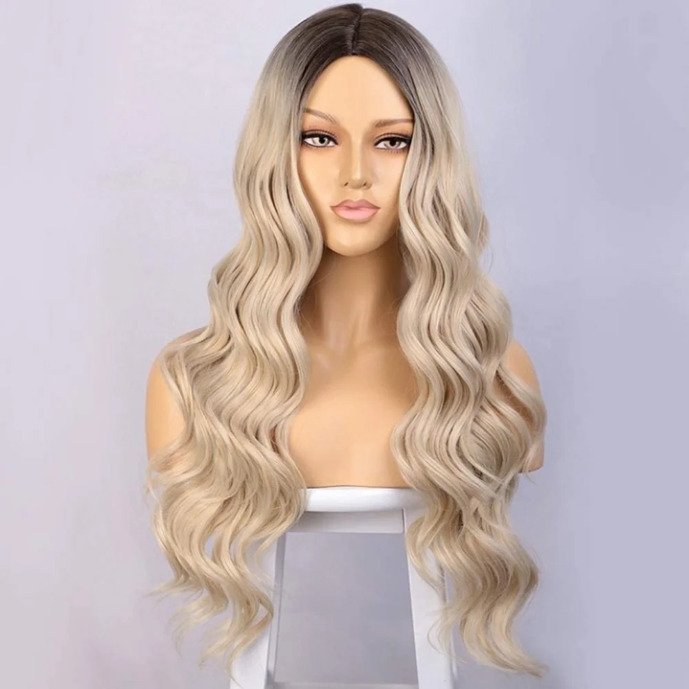 Blooming Hair Ombre Blonde Middle Part Wav…