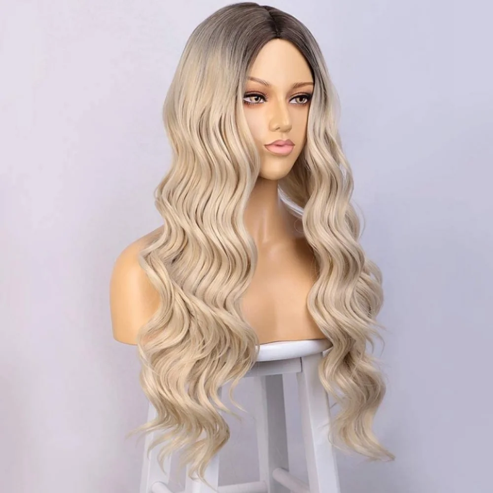 Blooming Hair Ombre Blonde Middle Part Wav…