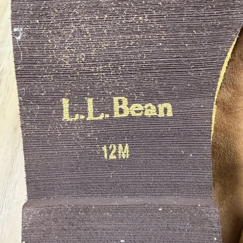 L.L. Bean Slipper Shoes Mens Size 12 Brown Suede Shearling Lined Moccasin Indoor